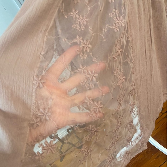 Abercrombie & Fitch Fairy Dress Size XS Mauve Empire Waist Embroidered Boho - Picture 7 of 11